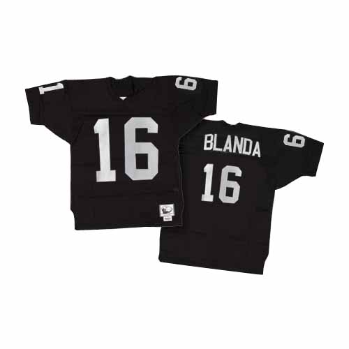 Men's Authentic George Blanda Mitchell and Ness Jersey Black Home - #16 Throwback NFL Oakland Raiders